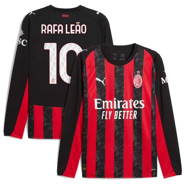 Rafael Leão AC Milan Puma 2025/26 Home Replica Long Sleeve Player Jersey - Red