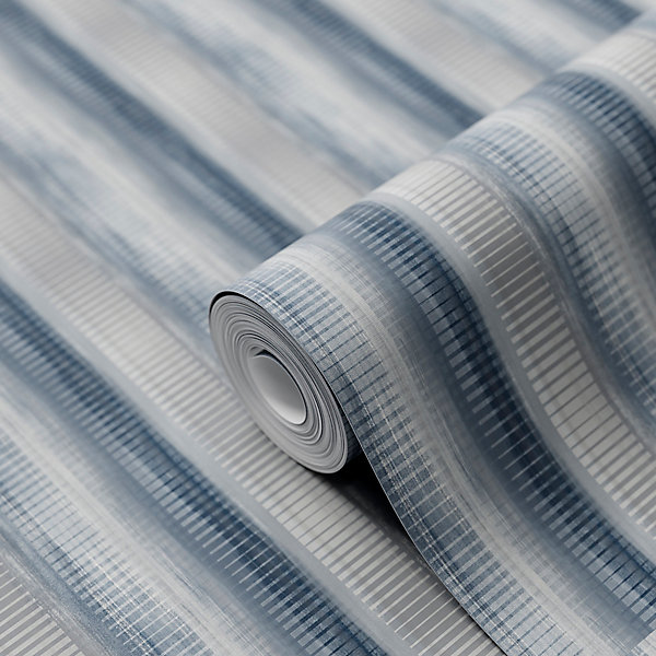 Papier vinyle sur intissé GoodHome Reiter gris et bleu
