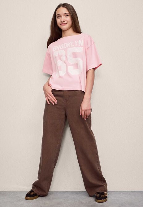 Older Girls Brown Wide Leg Jeans