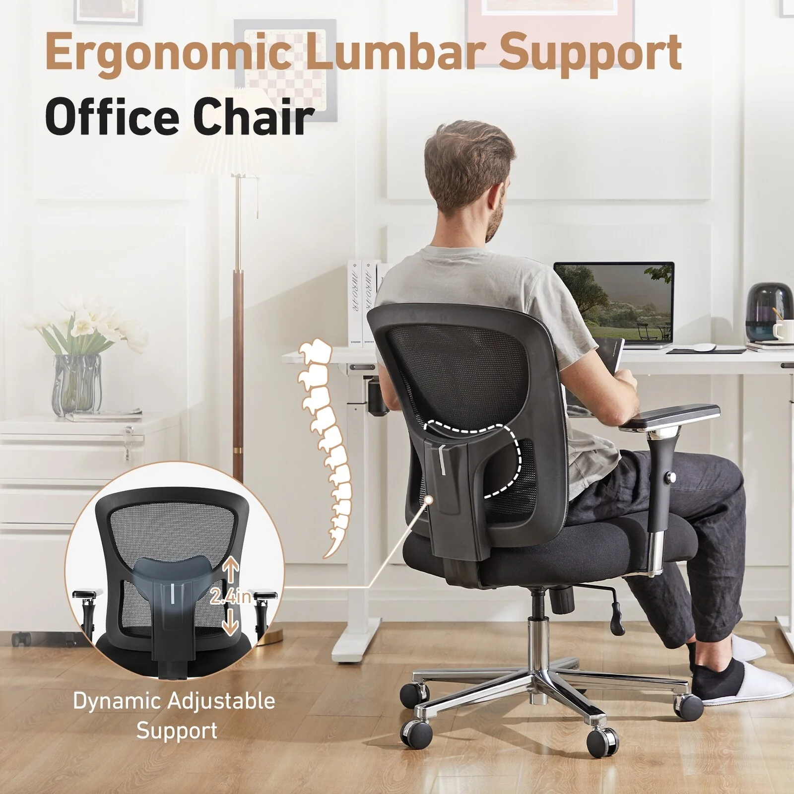 Ergonomic Office Chair,Heavy Duty Adjustable Computer Desk Chair with Armrests