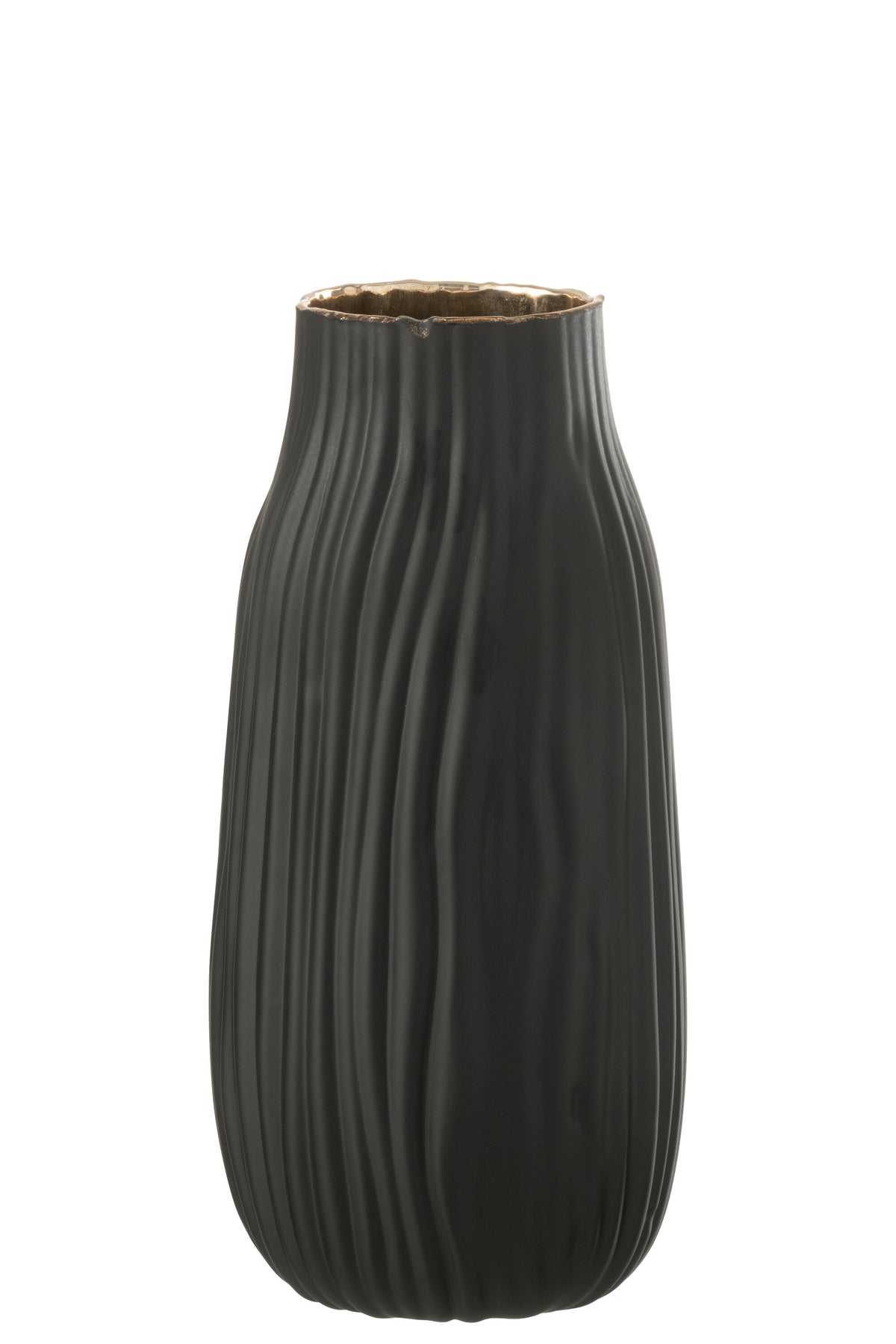 J-Line vaas Inkepingen - glas - zwart/goud - medium - 26 cm hoog
