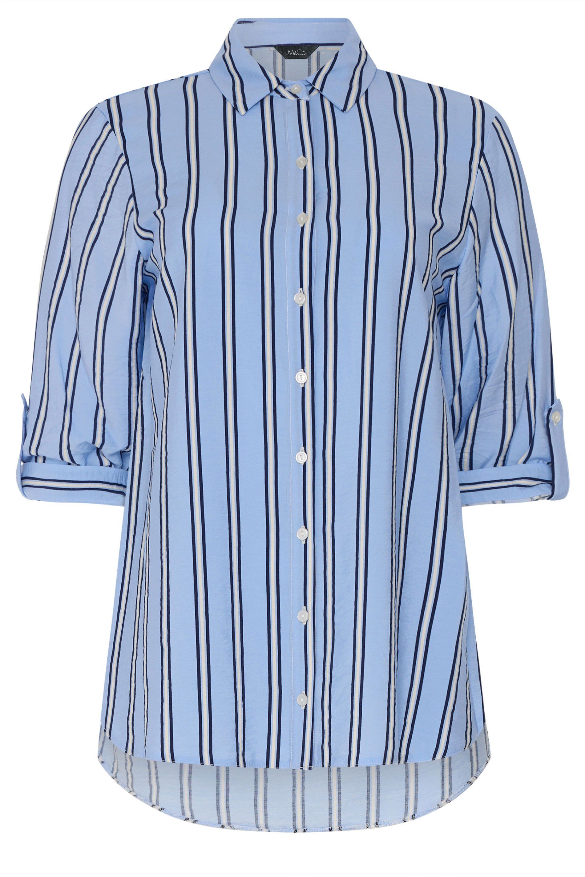 M&Co Stripe Tab Sleeve Shirt