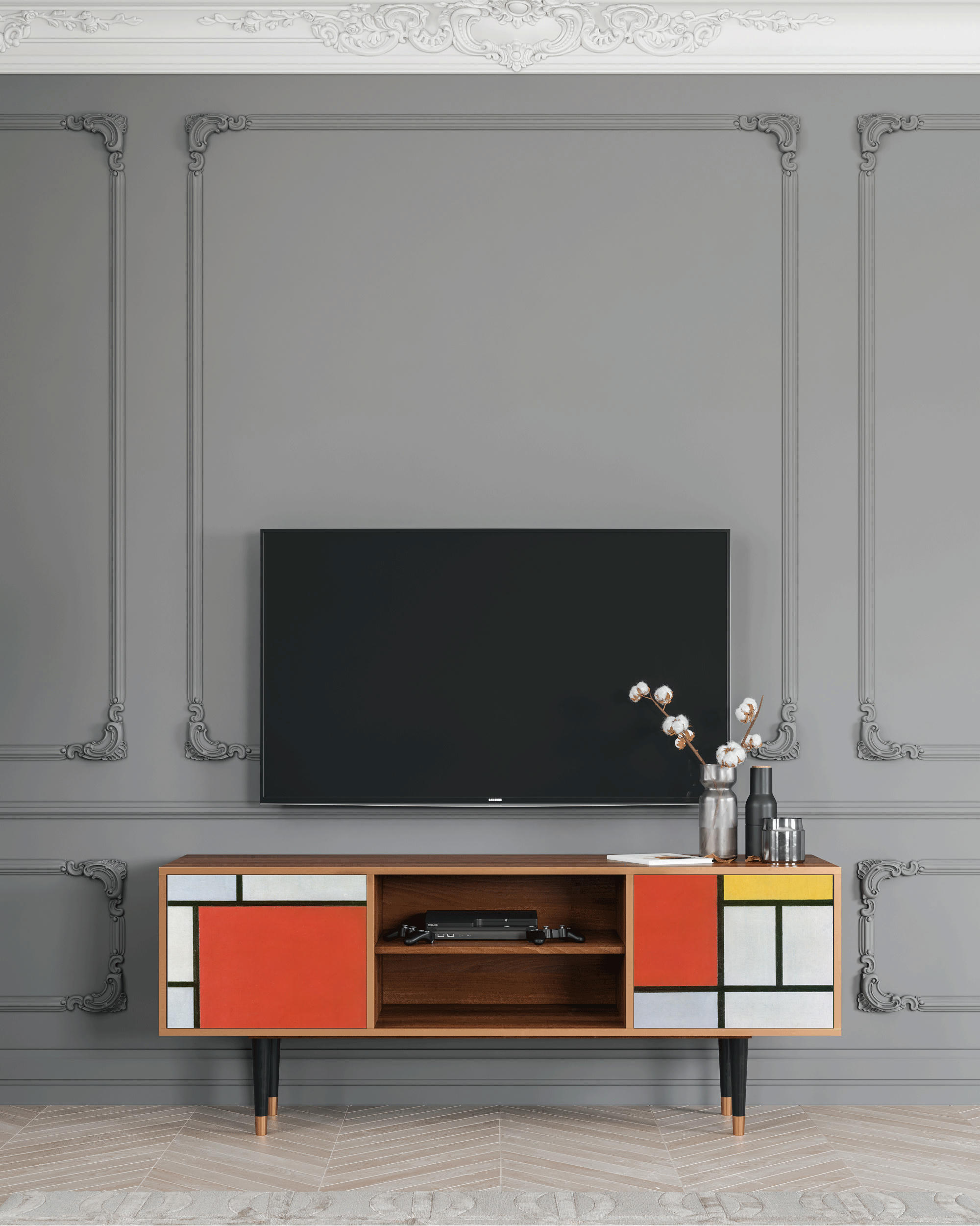 - Meuble TV  multicolore 2 portes L 170 cm