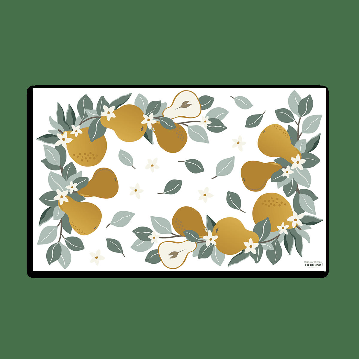 LOUISE - Stickers muraux poires et feuillages en vinyle mat multicolore