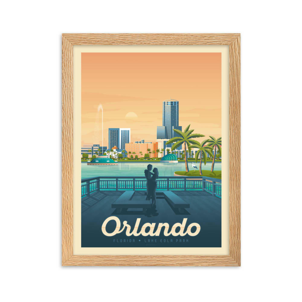- Affiche Orlando Floride Etats-Unis avec Cadre (Bois) 21x29,7 cm