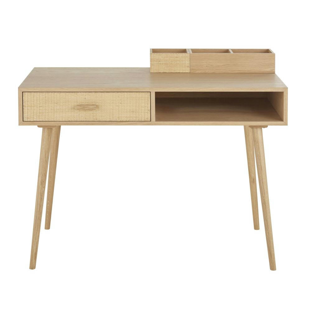 Malaga - Bureau vintage 1 tiroir avec boîtes de rangement amovibles