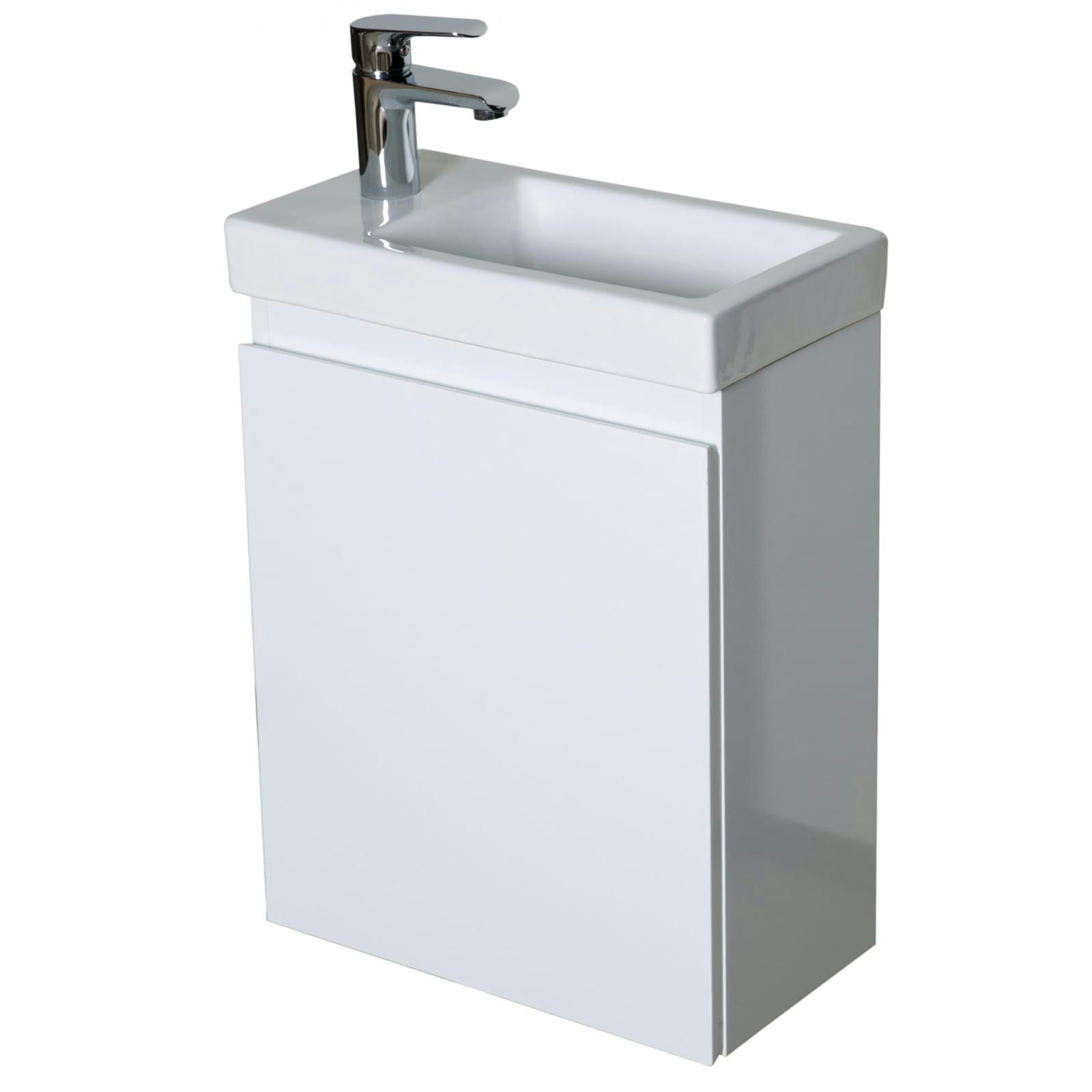 LISA - Meuble lave-mains  blanc + robinet chromé