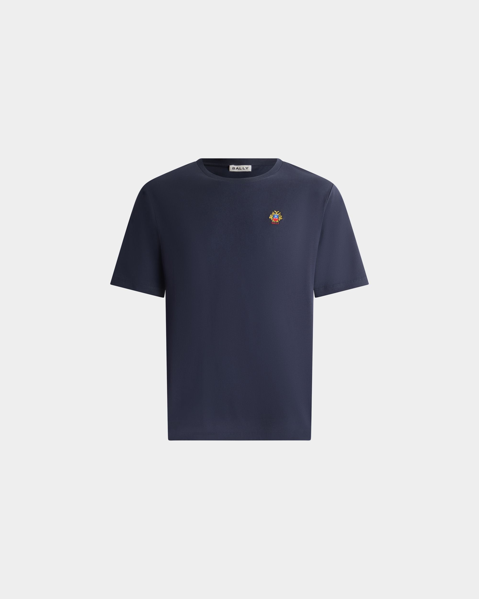T-Shirt Aus Baumwolle In Navy Blue Mit Bally-Crest-Wappen