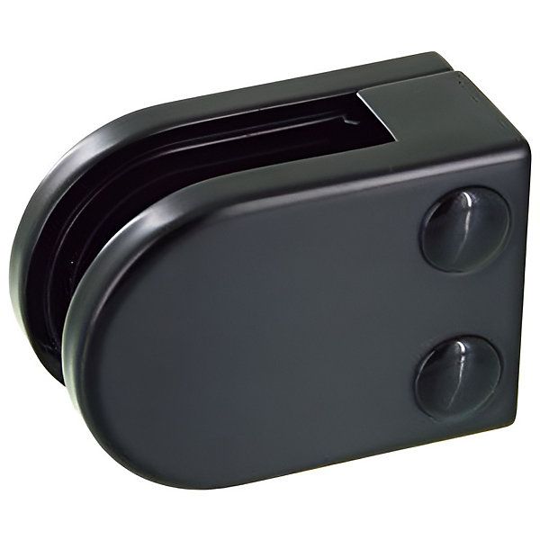 4 x Pince à verre plate modèle 02 - Ep. verre 8,76 mm - Zamak noir RAL 9005