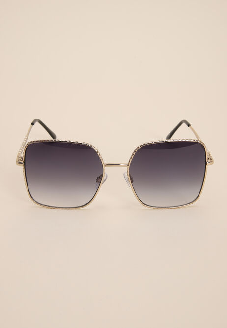 Womens Black Large Square Sunglasses