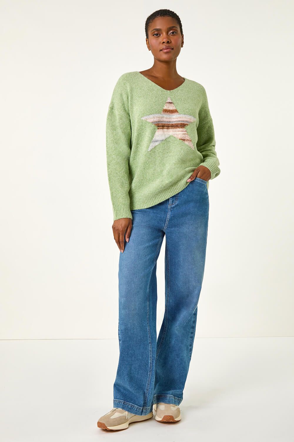 Roman Soft V-Neck Star Jumper