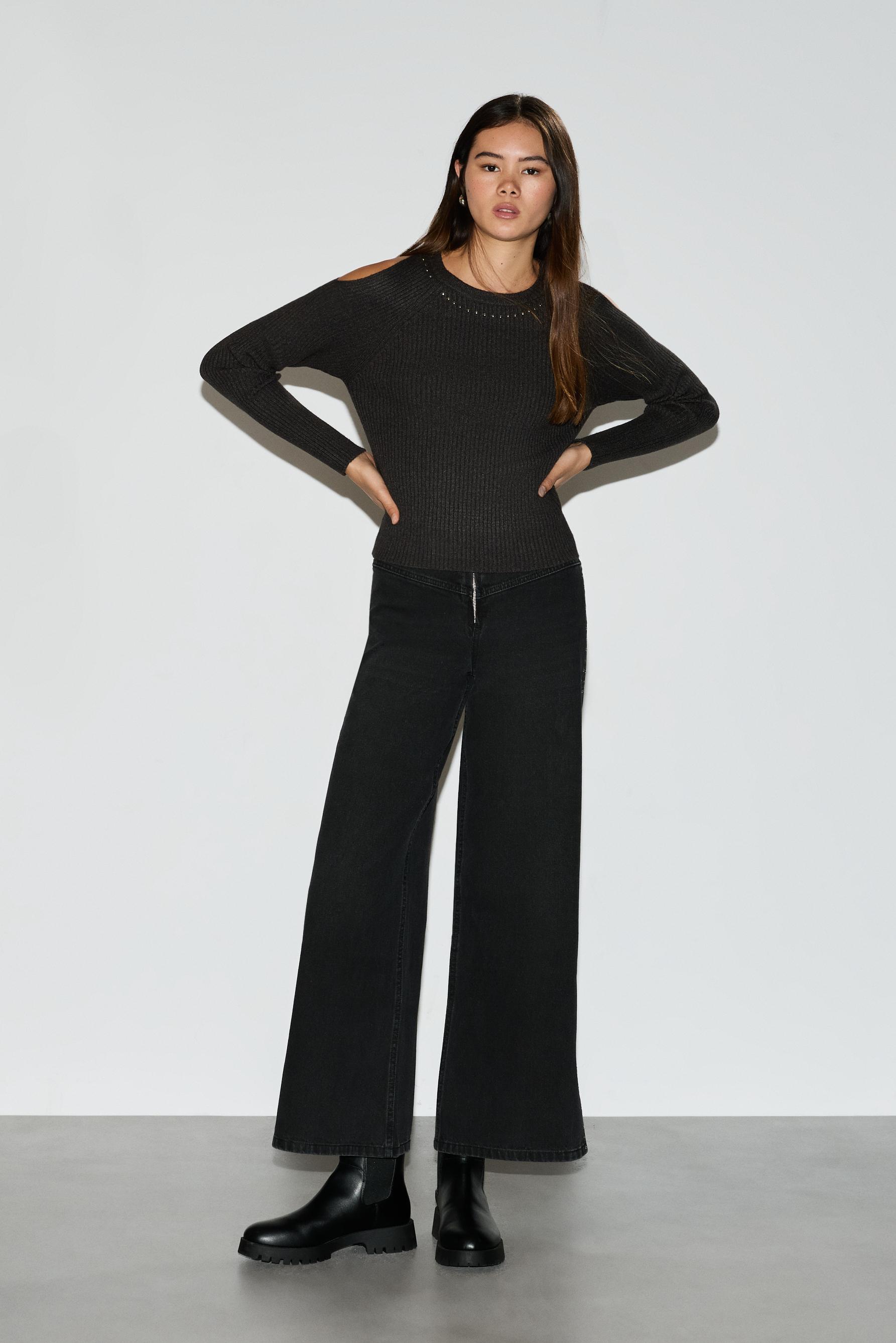 Jeans wide leg tachas