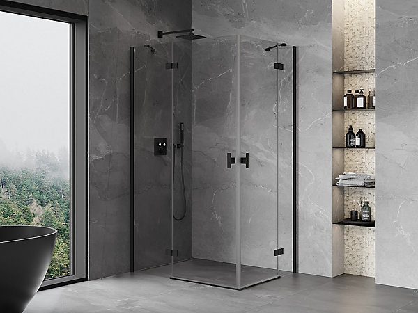 Mexen Mist-H Duo cabine de douche pivotante gauche 100 x 70 cm, transparent, noir - 8A5-100L-070P-70-00