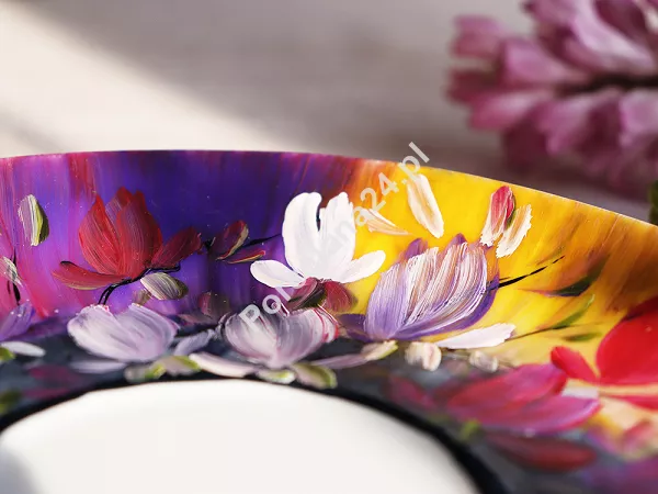 Filiżanka ze spodkiem 0,35 L / 17 cm ręcznie malowana - Kwiaty tęczowe (3) DA.FS35-3