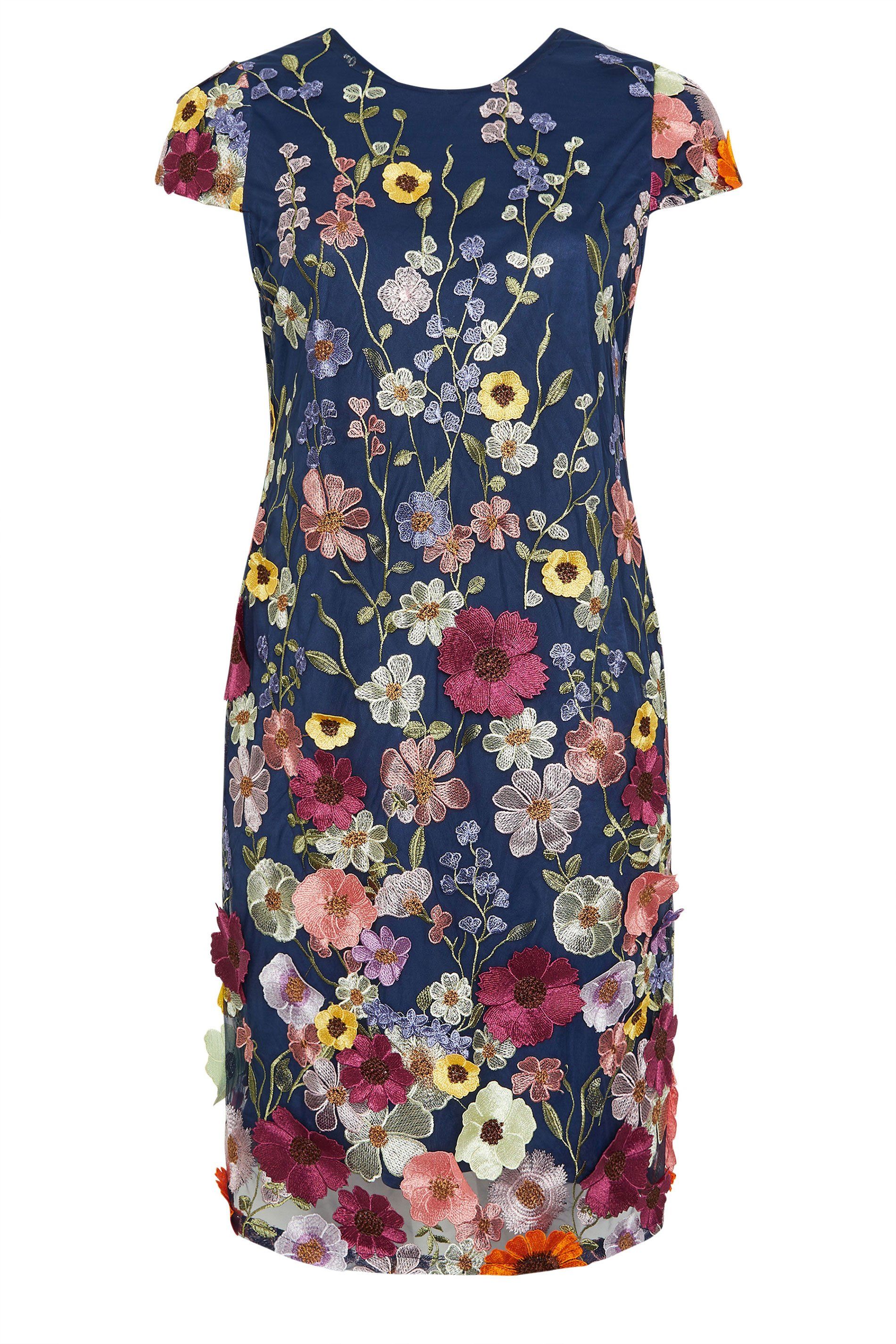 Yours Floral 3D Embroidered Shift Dress