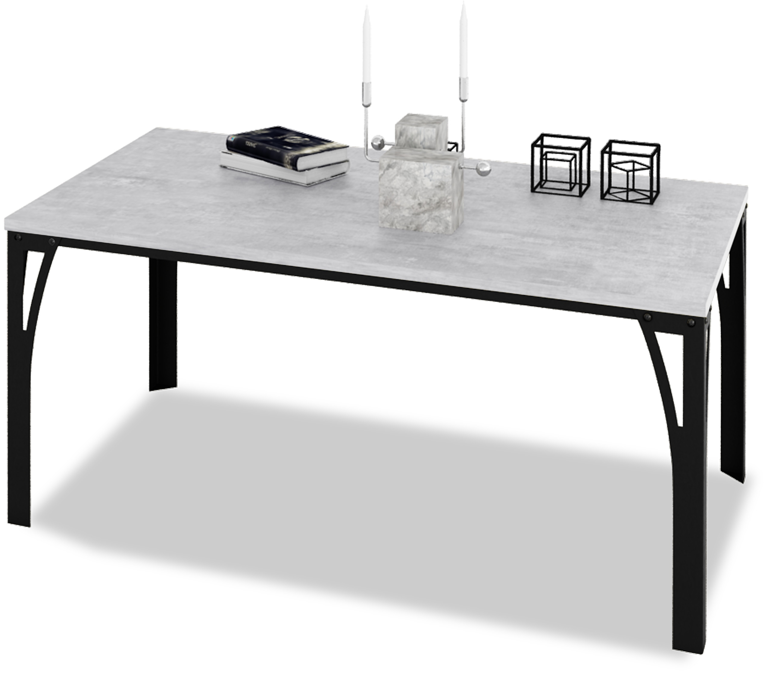 Stolik Skręcany Ława Salon Loft Industrial EKO 100x60 Czarny Beton Jasny