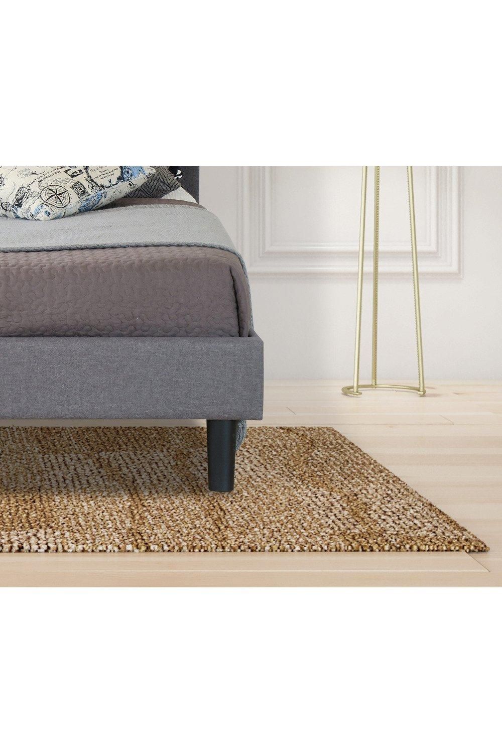 Modernique Fabric Bed with High Headboard, Slatted Wooden Sprung Bed Base