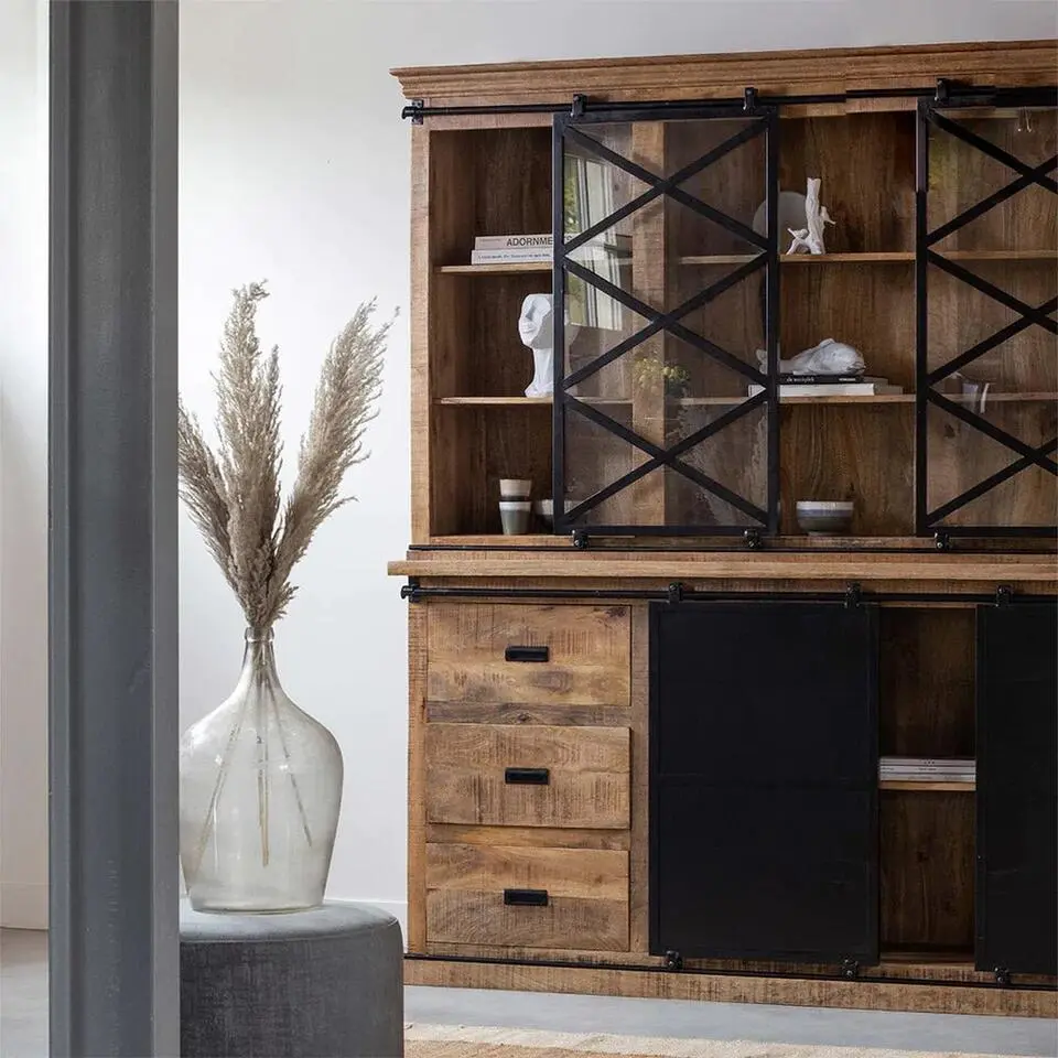 Mangohoutonline - Buffetkast Denver 240x220cm Rechthoekig - Bruin - Mahom