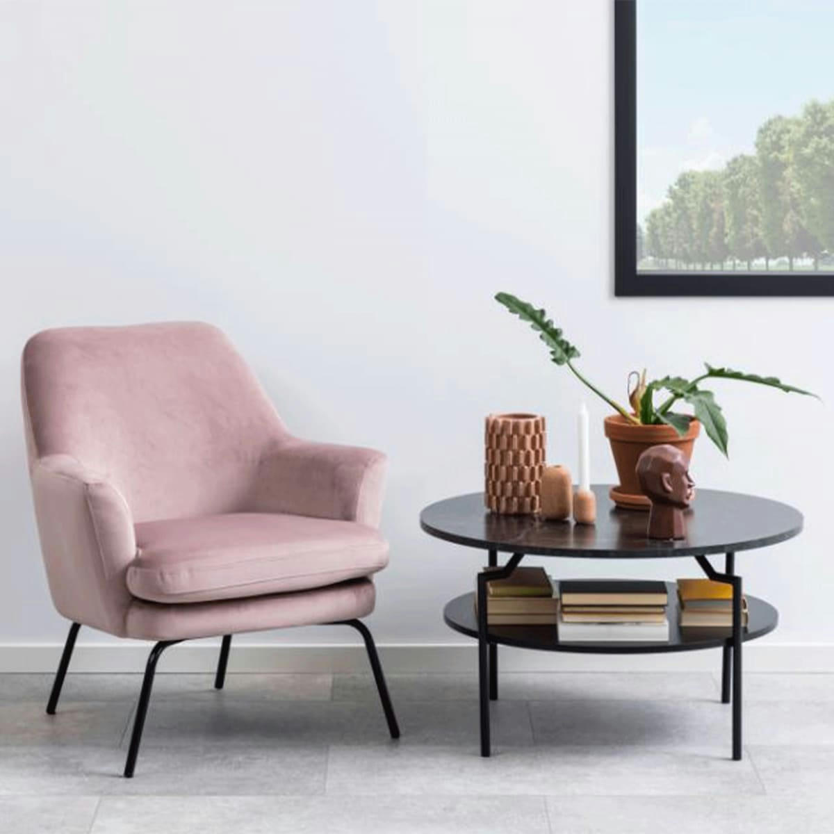 GOLDA - Table basse contemporaine effet marbre et métal noir