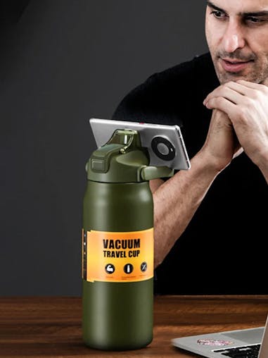 NNEOBA Portable Stainless Steel Thermos Water Bottle with Straw