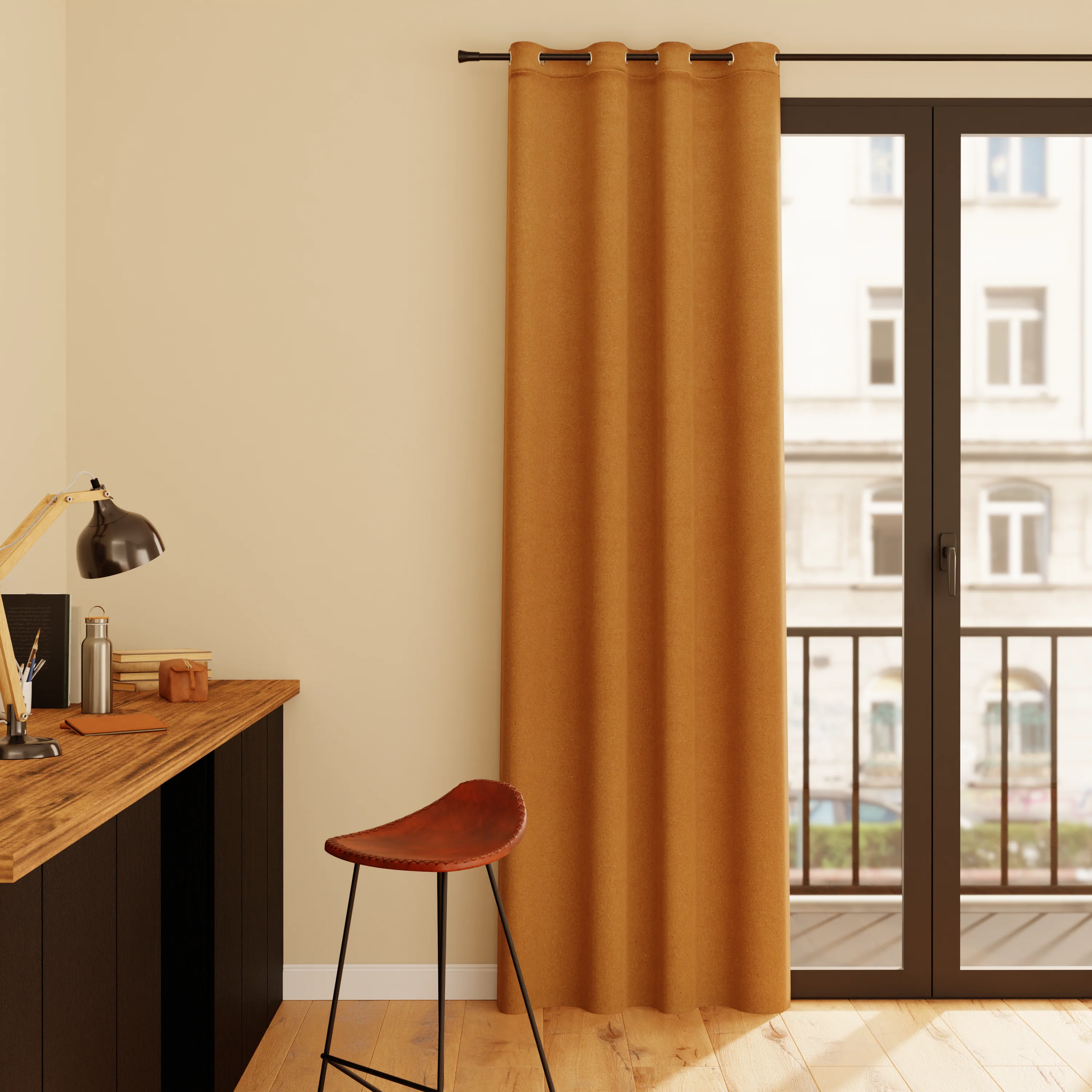 Rideau MADELAINE coloris camel 140 x 260 cm