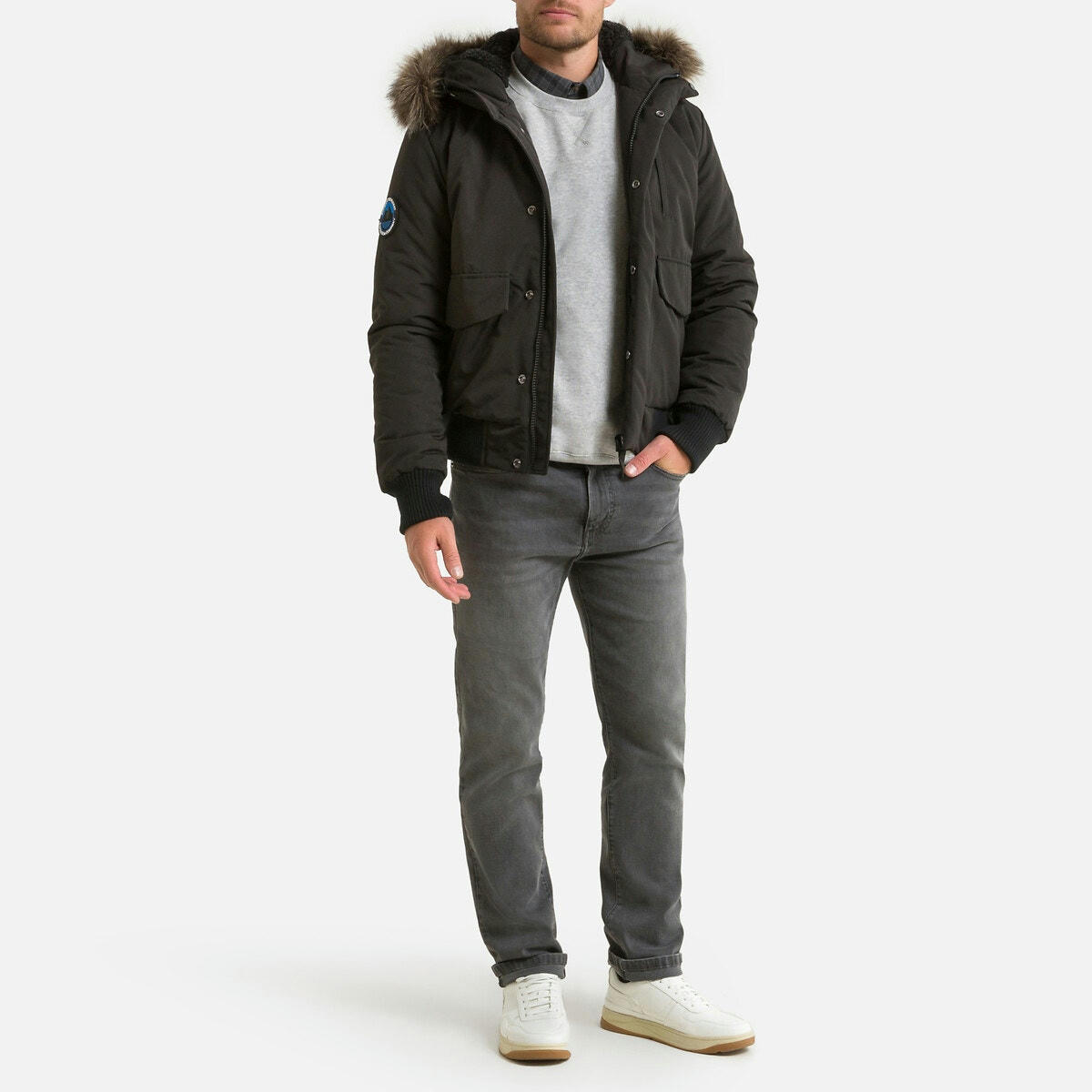 Blouson bomber chaud zippé à capuche Everest