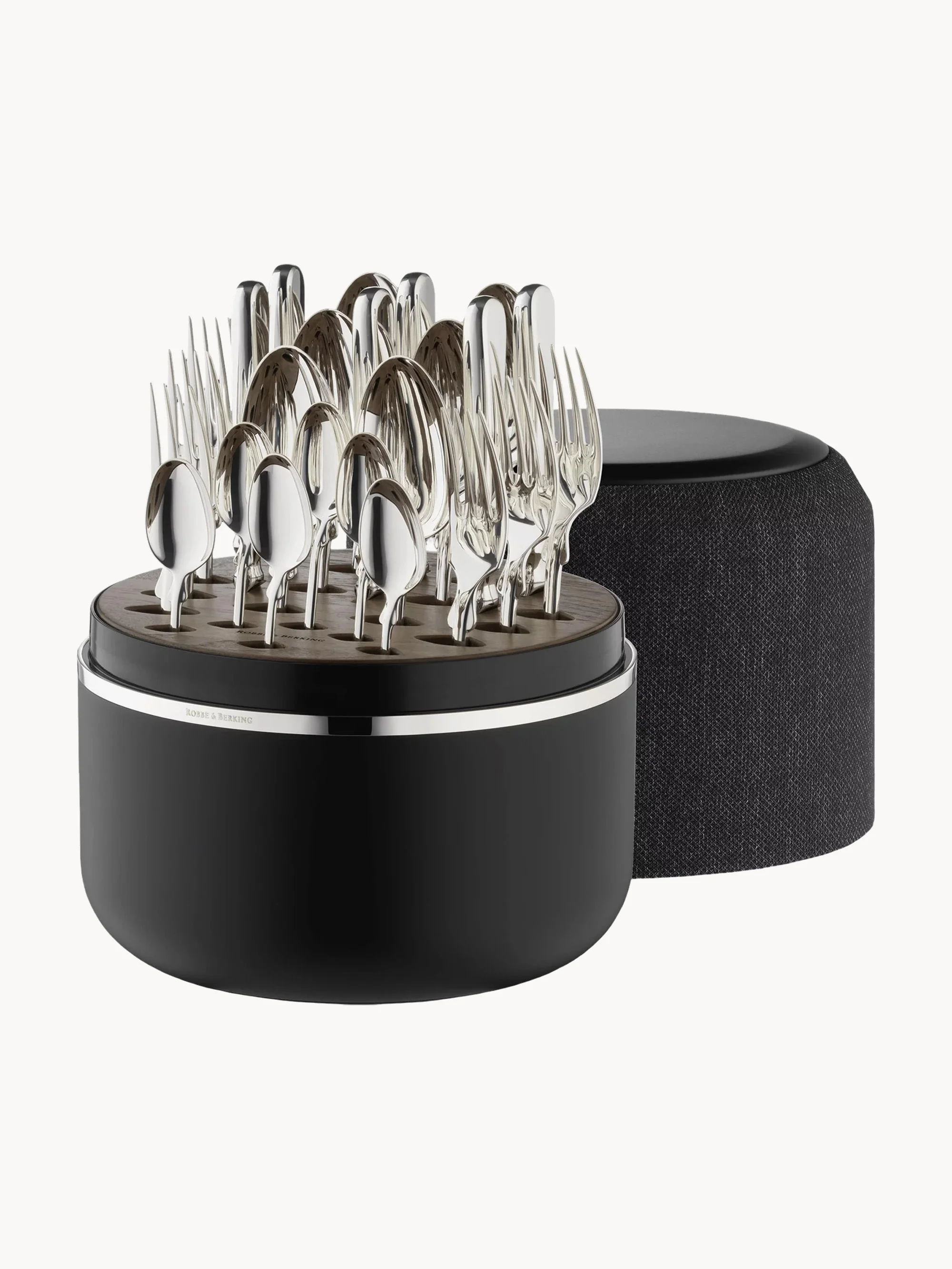 Handgefertigtes hochglanzpoliertes Besteck-Set Spaten in Box, 6 Personen, 24er-Set