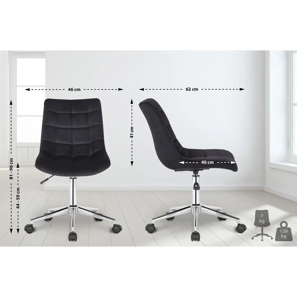 CLP Bureaustoel Medford Fluweel - zwart