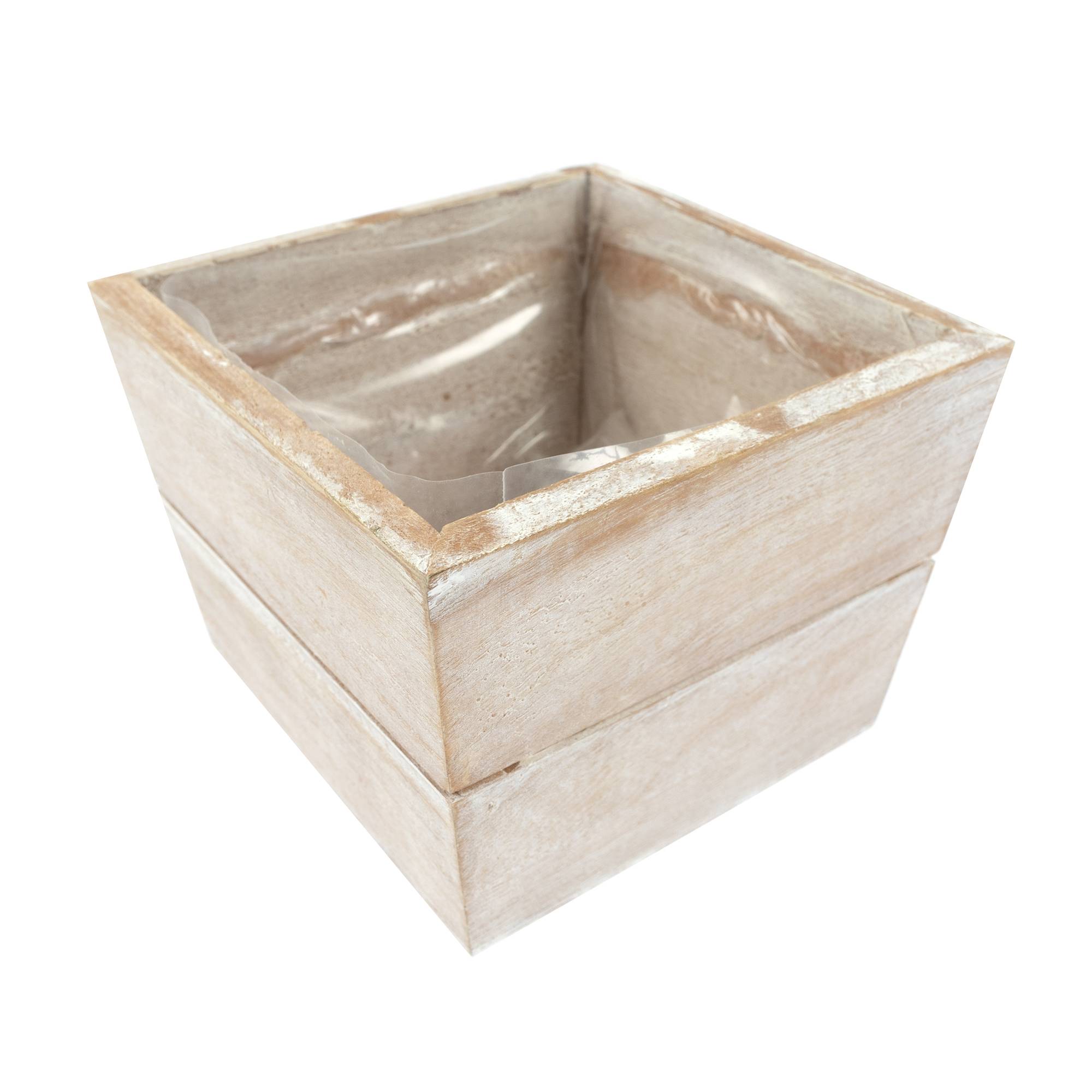 Natural Wooden Planter 12cm x 12cm x 9cm