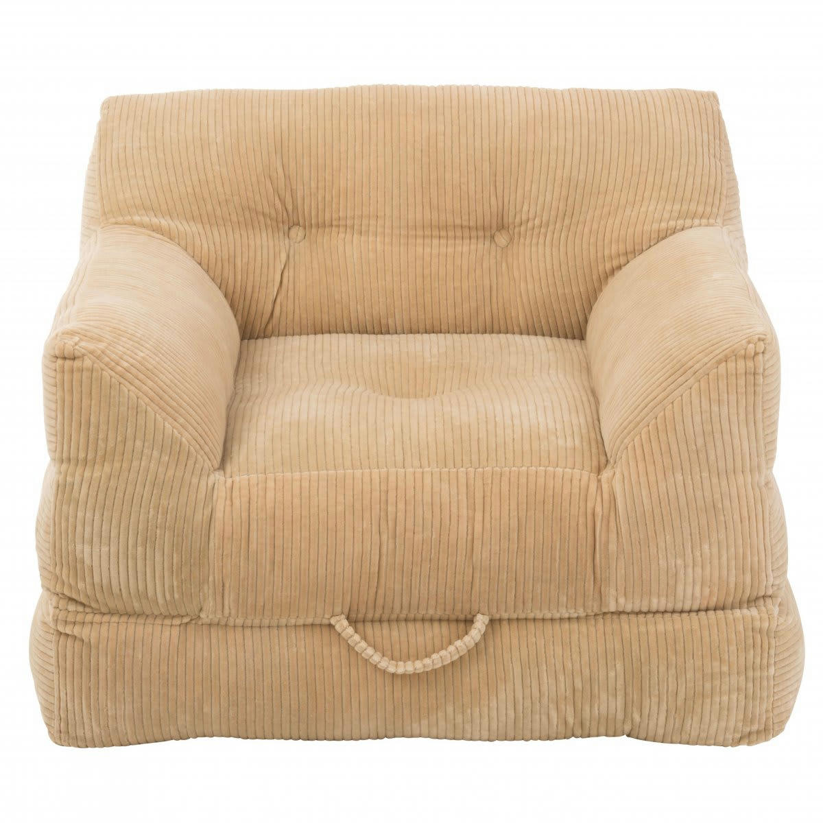 PEKIN - Fauteuil convertible en velours côtelé beige