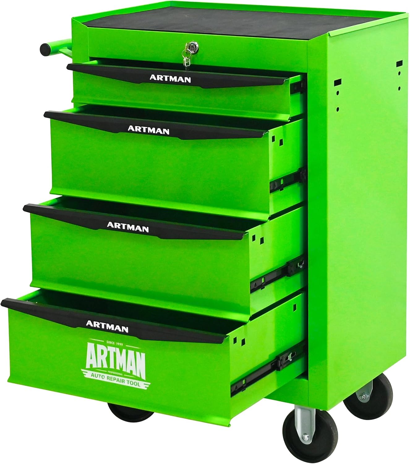 Rolling Metal Tool Chest with 4 Drawers, 20 4-Drawer Tool Chest Cabinet with Ball Bearing Drawer Slides, Steel Tool Storage Box Organizer -Green
