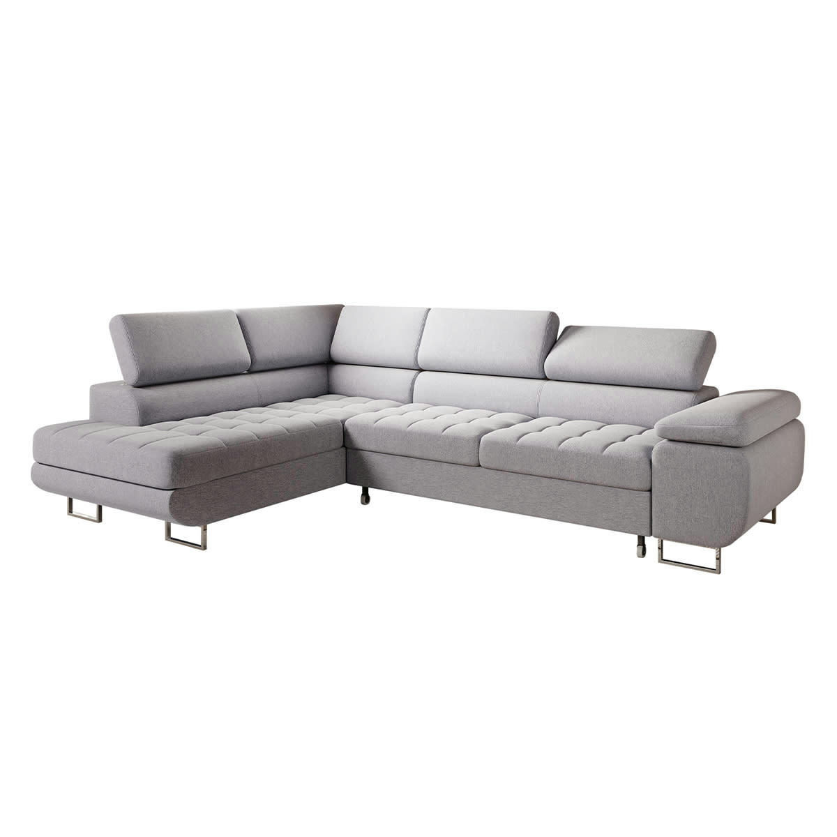 - Canapé d'angle convertible gauche 4 places gris