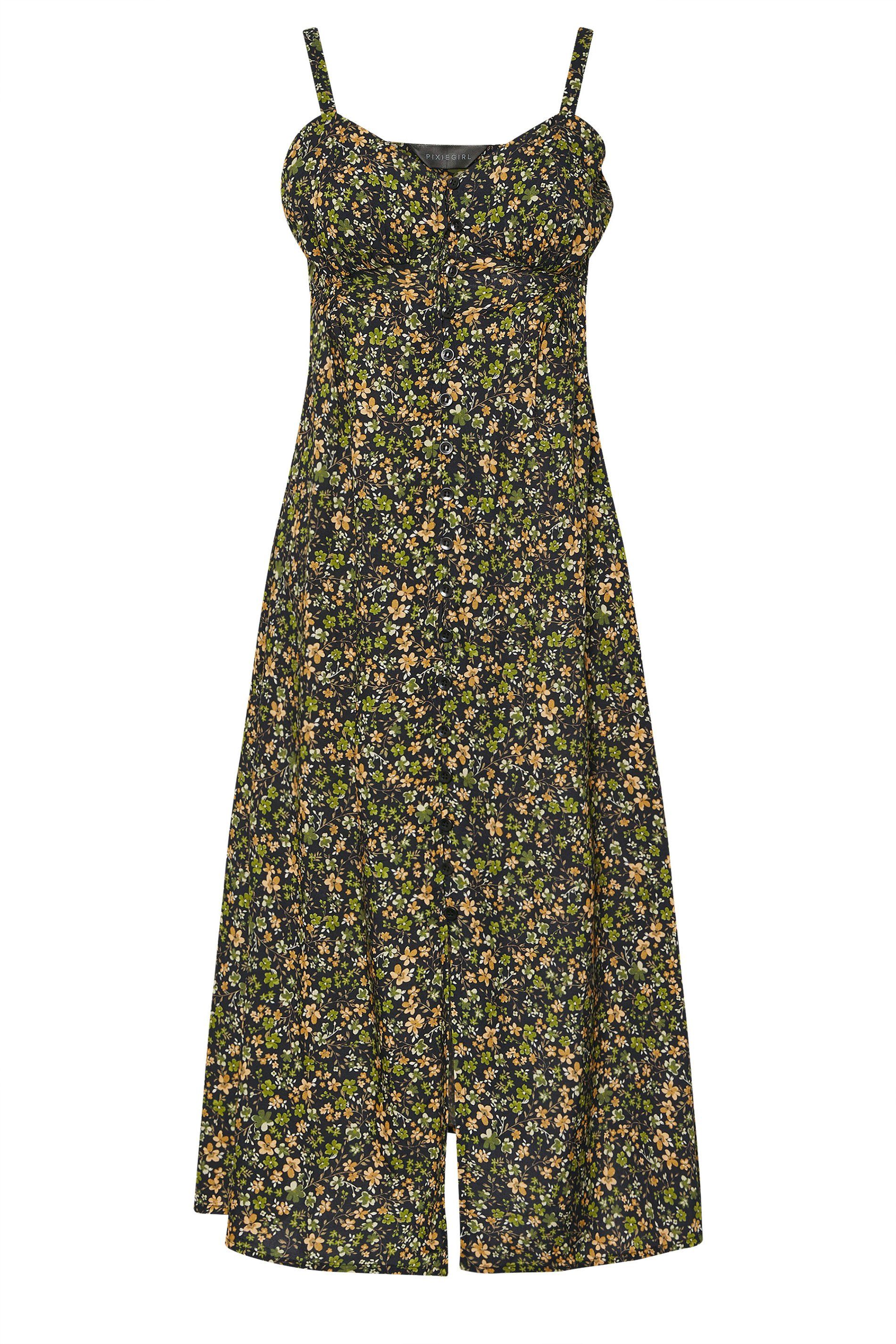 PixieGirl Petite Floral Button Midi Dress