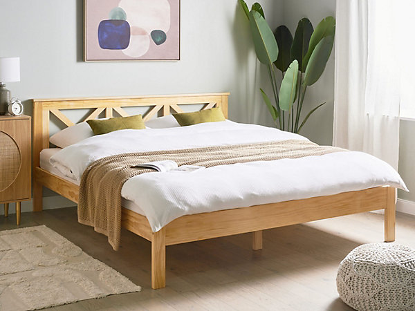 Lit avec sommier Bois de pin TANNAY 180 x 200 cm Marron clair