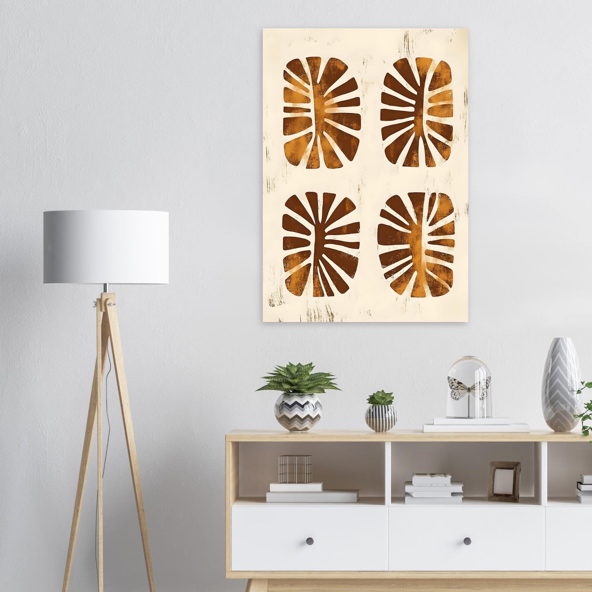 Artfulprints Poster Boho – Leaf cutouts  - 70x100 cm - Bruin