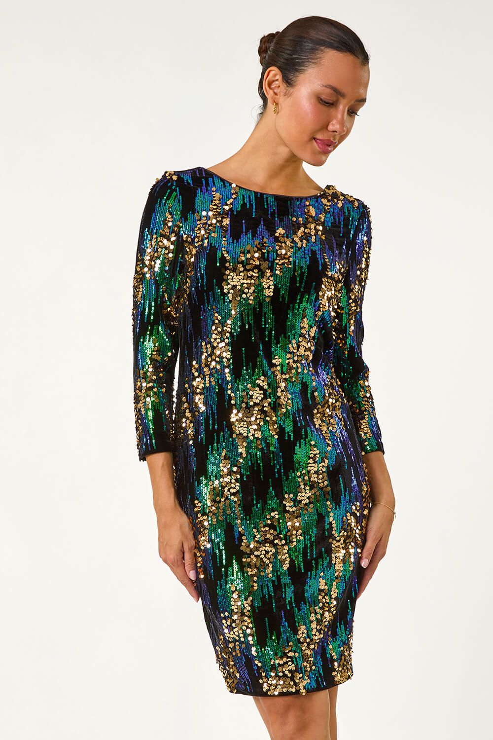 Roman Sequin Velvet Dress