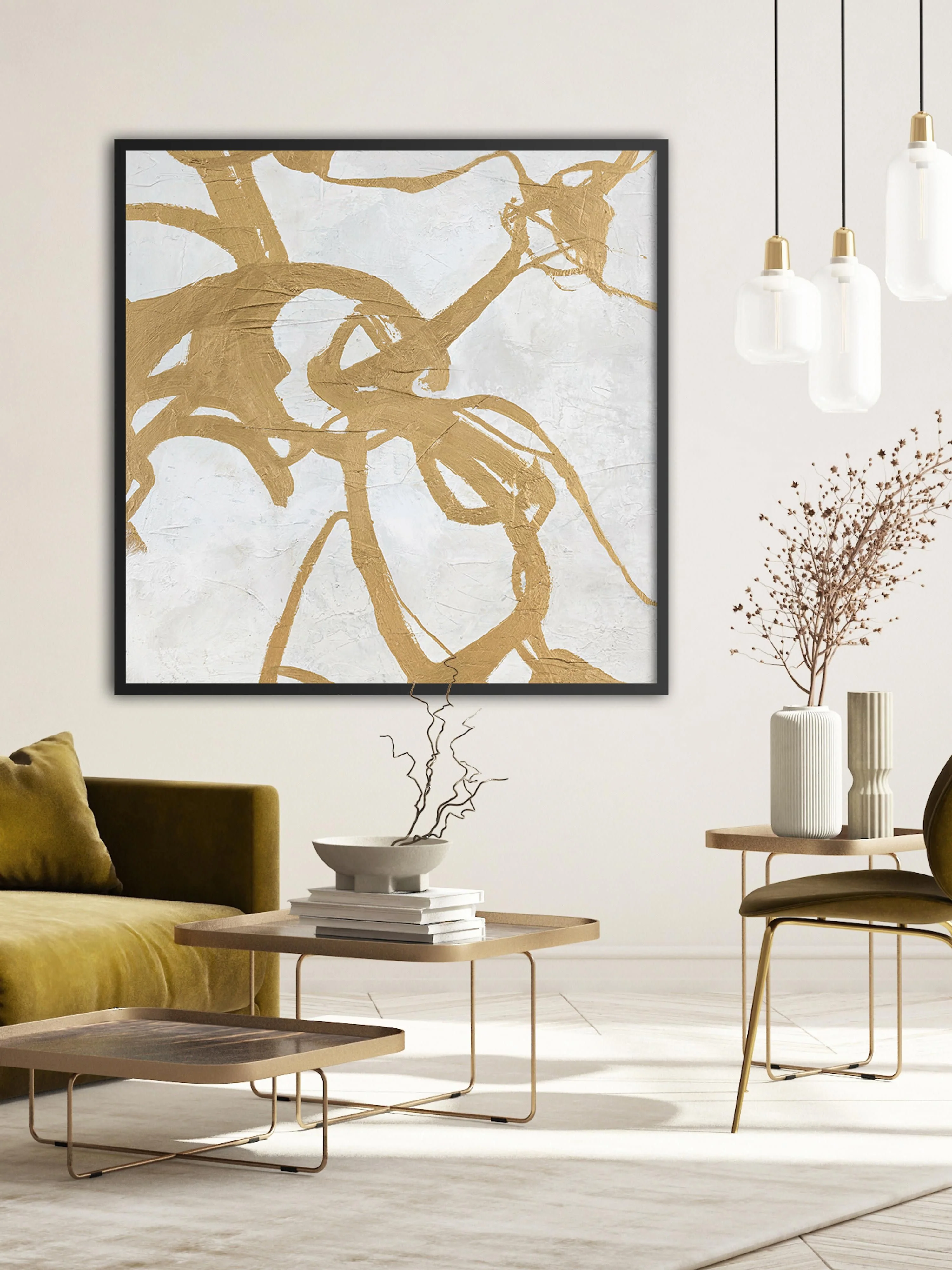 Handgemaltes Leinwandbild Goldplay mit Holzrahmen