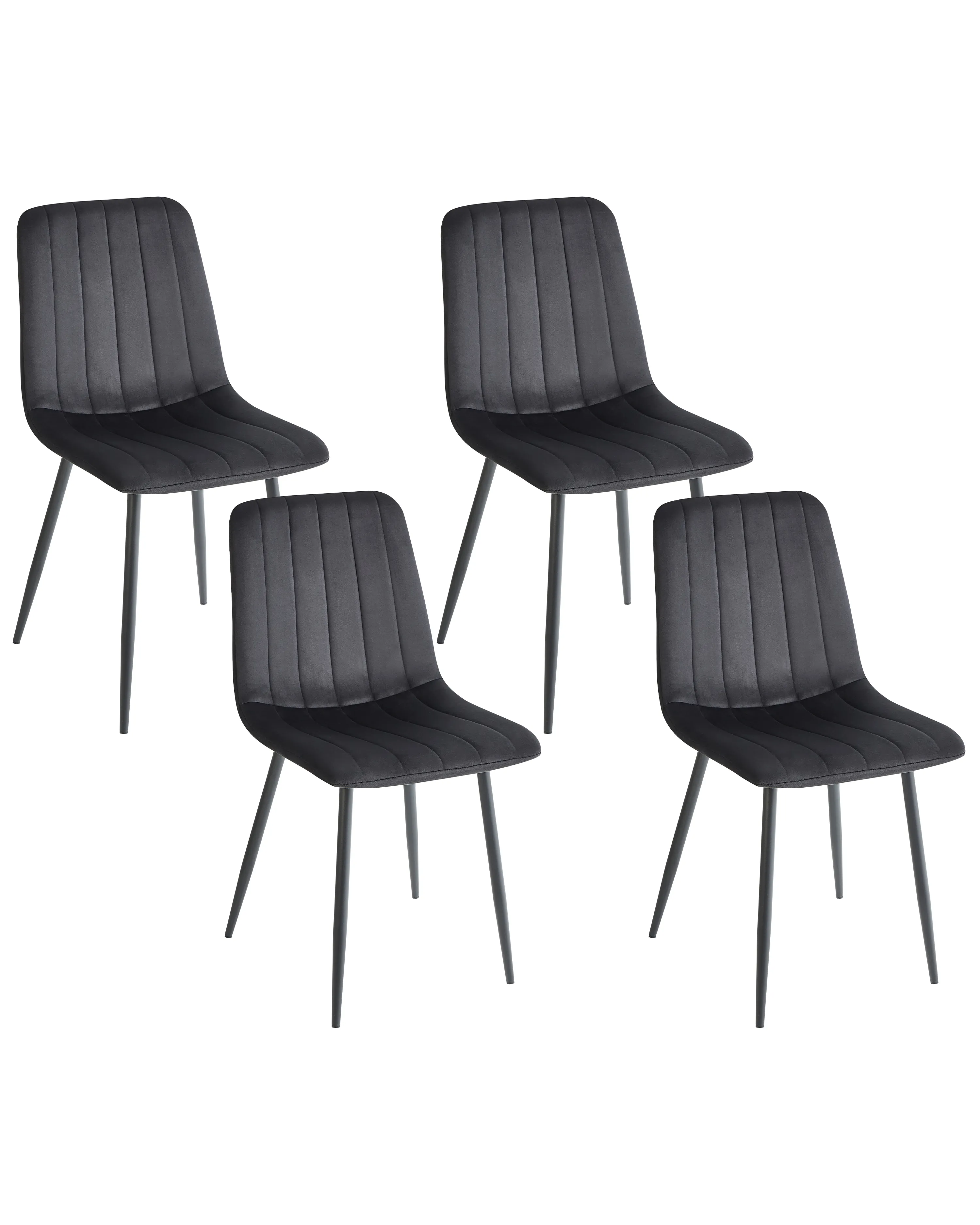 Set of 4 Dining Chairs KALISPELL Velvet Black