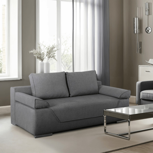 Sofa Kanapa Rozkładana z Funkcją Spania Wersalka Dwuosobowa Szara RENO