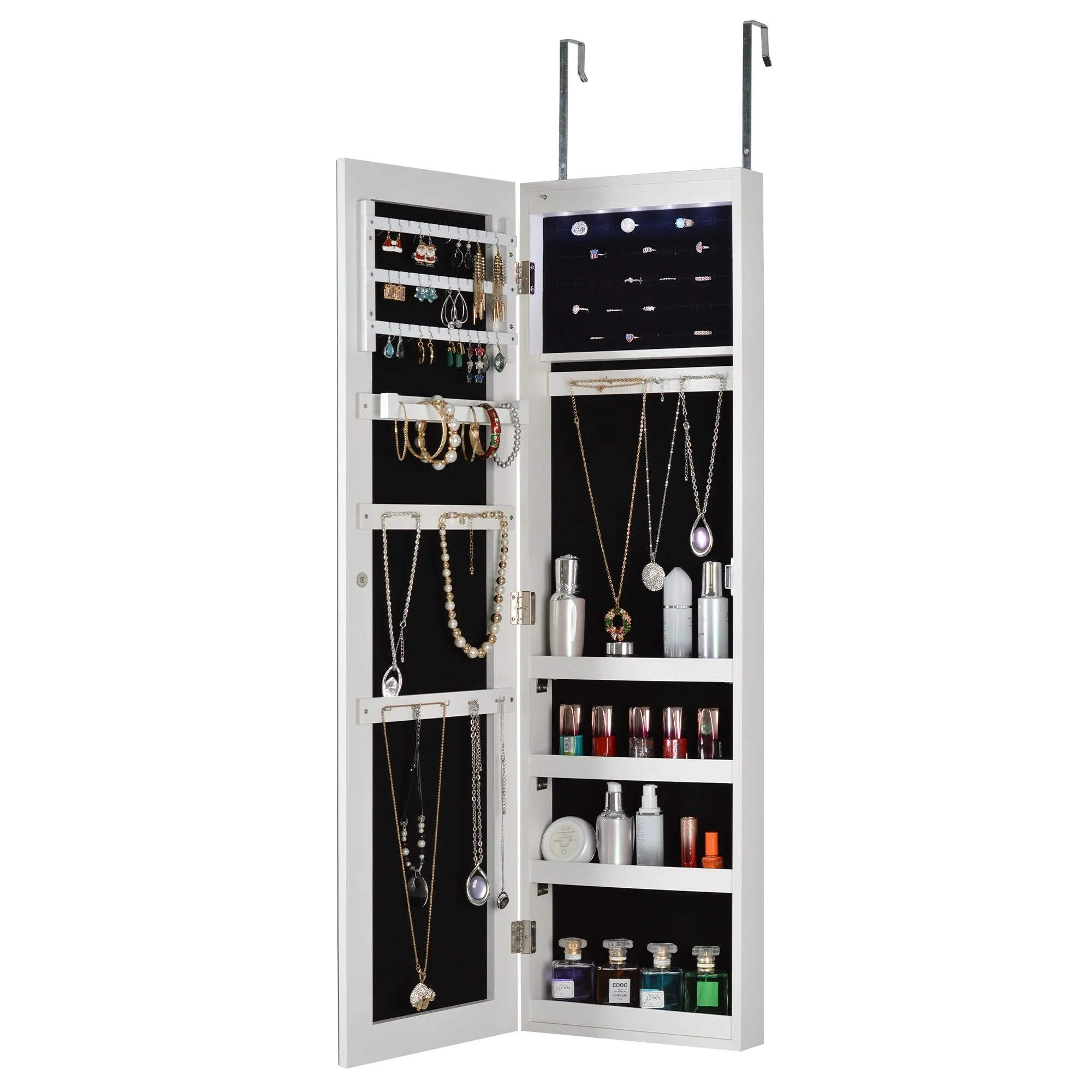Full Mirror Fashion Simple Jewelry Storage Cabinet With LED Light