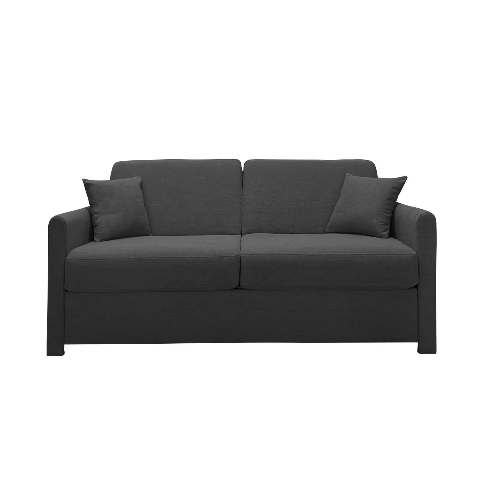 RUBY - Canapé droit convertible 3 places en tissu noir