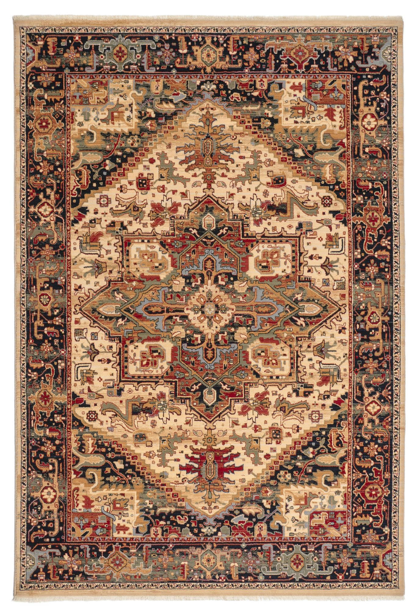 SAHARNA - Tapis d'orient tissé - à franges beige 080x145 cm