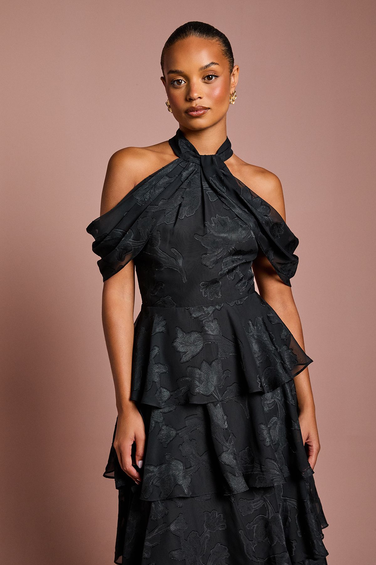 Coast Petite Cold Shoulder Chiffon Midaxi Dress