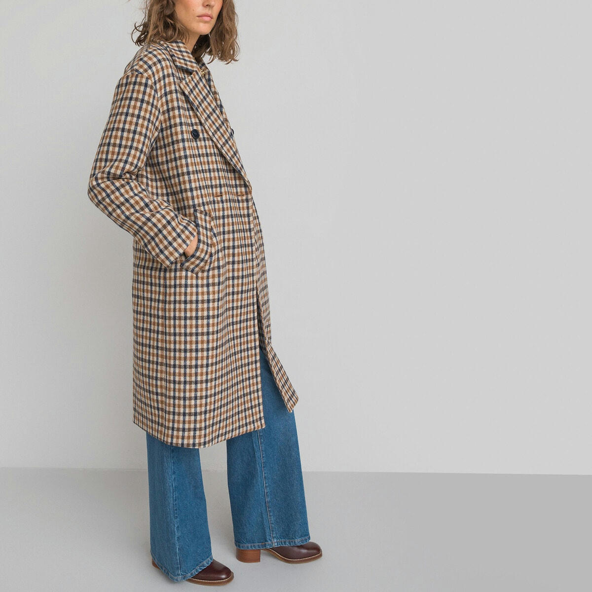 Manteau pardessus à carreaux