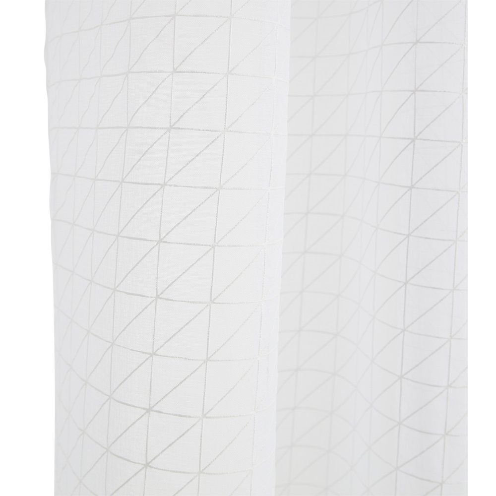 Voilage polyester 140x240cm motif géométrique blanc