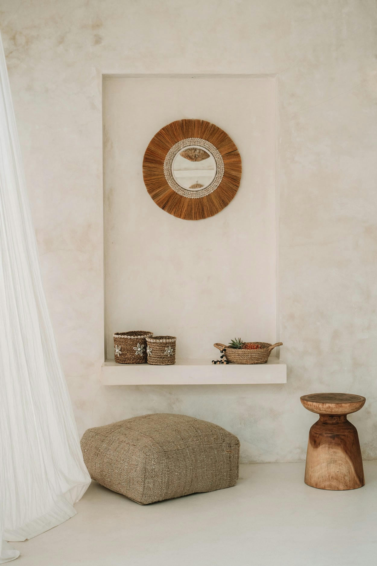 LA PALOMA - Miroir en herbe et coquillages D60