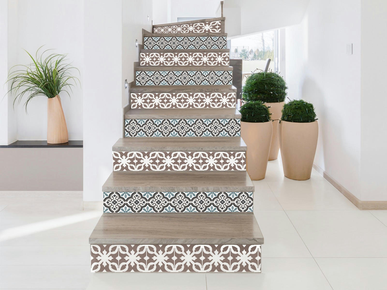 - Contremarches adhésives trianon bleu 20cmx4m