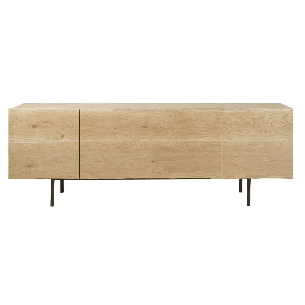 Magnus - Buffet enfilade vintage 4 portes en bois de chêne massif