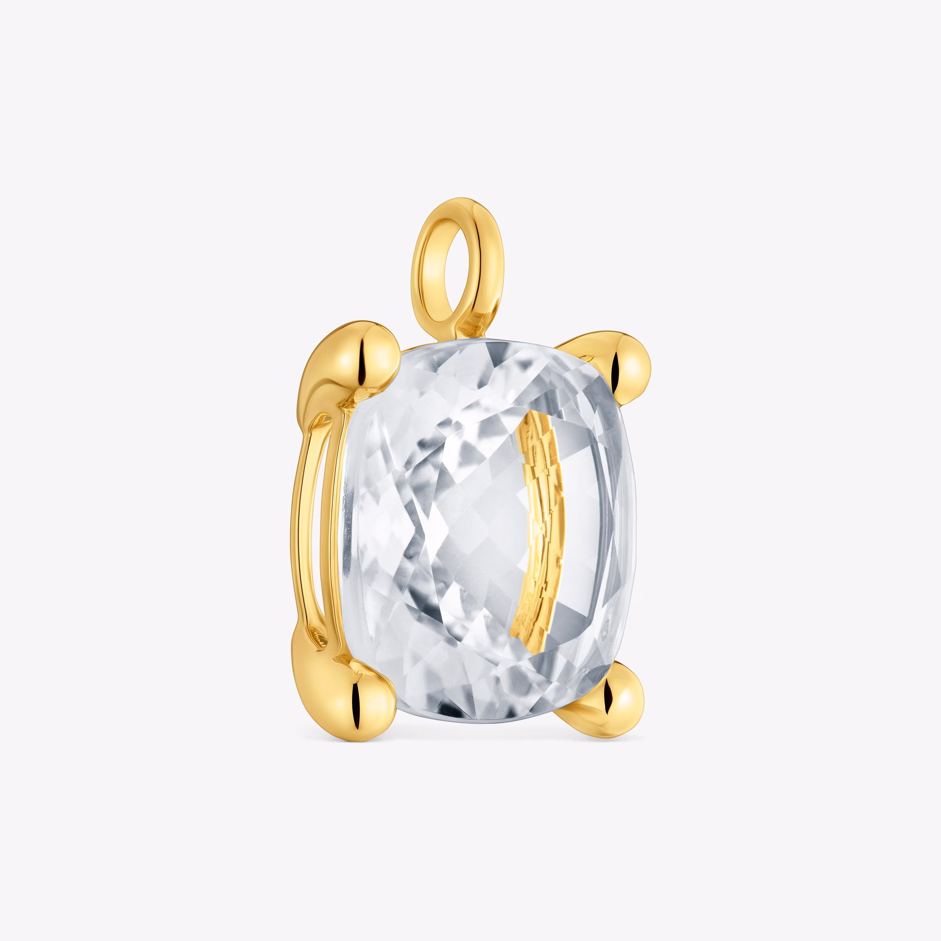 Colgante grande con baño de oro 18 kt sobre plata y cuarzo cristal de roca Color White