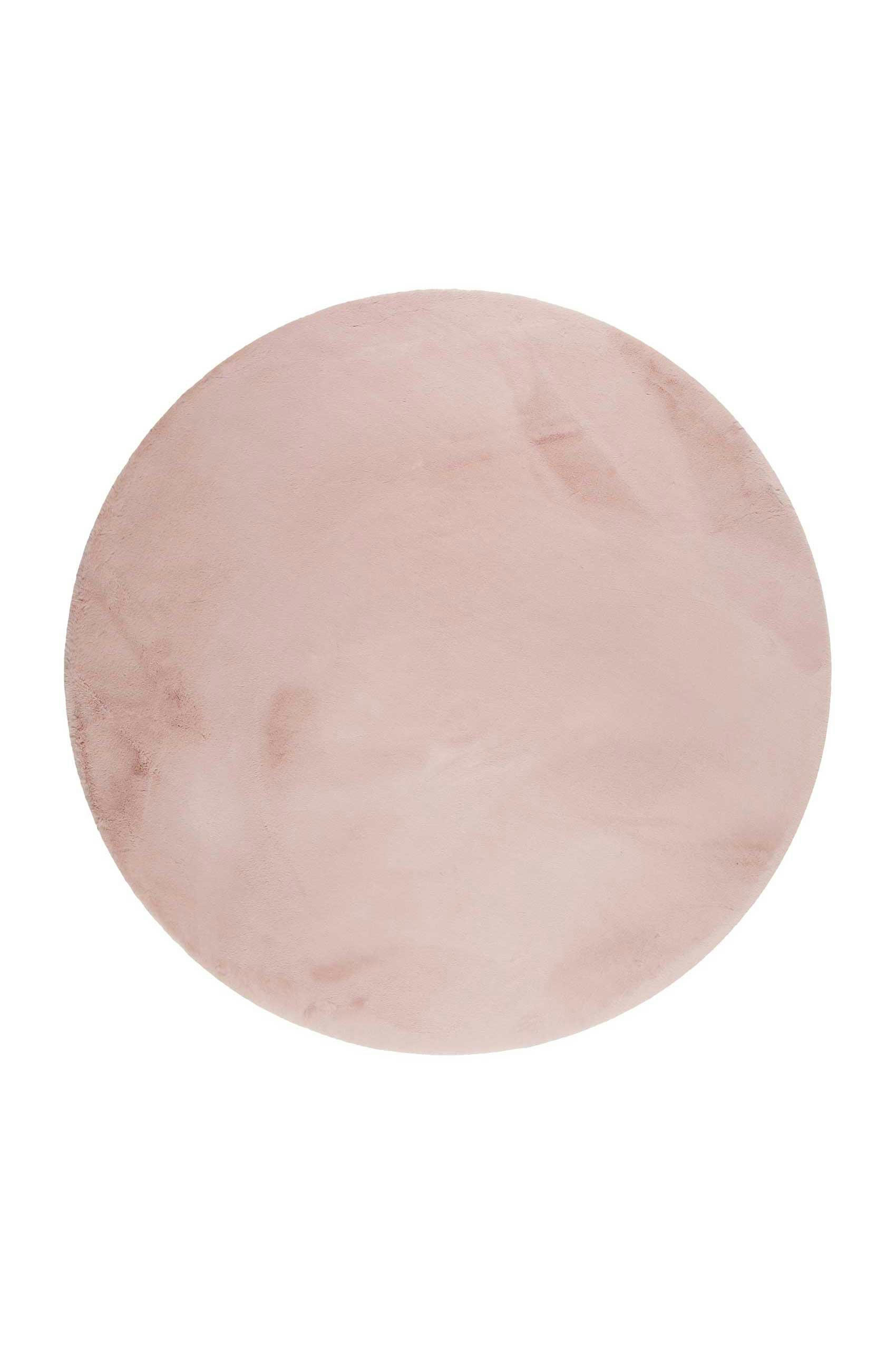 ALICE - Tapis effet peau de lapin doux tufté rose rond D200